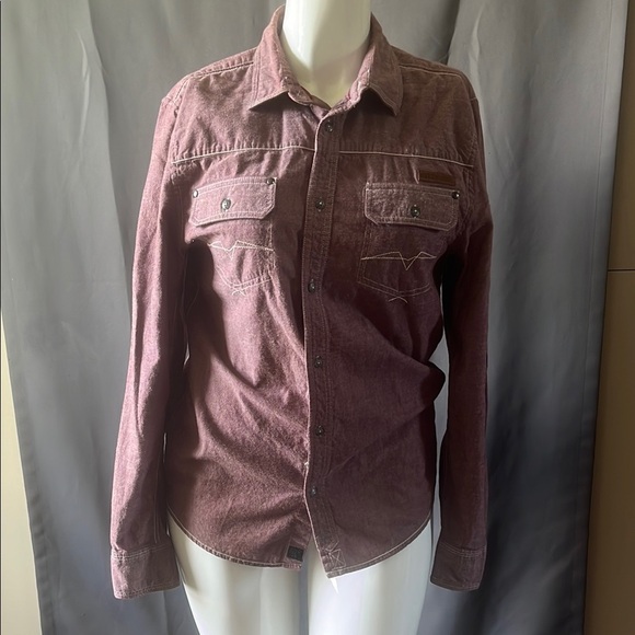 BTL 71 Men's Casual Button-Up Shirt - Maroon - Picture 1 of 12